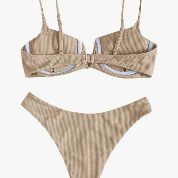 Tan Ribbed Bikini Set - Picture 2 of 2